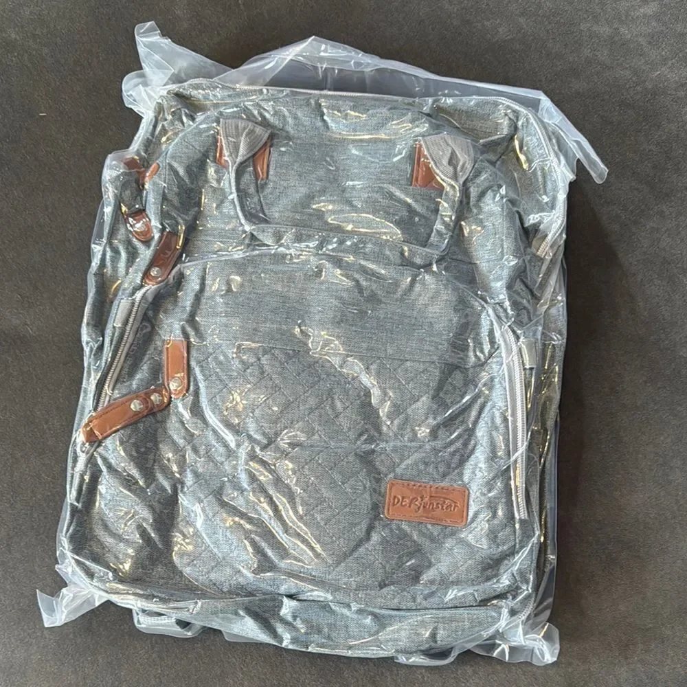 Diaper Bag Backpack Waterproof Large Capacity ChangingPad USB Charging Port Grey